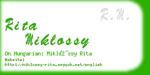 rita miklossy business card